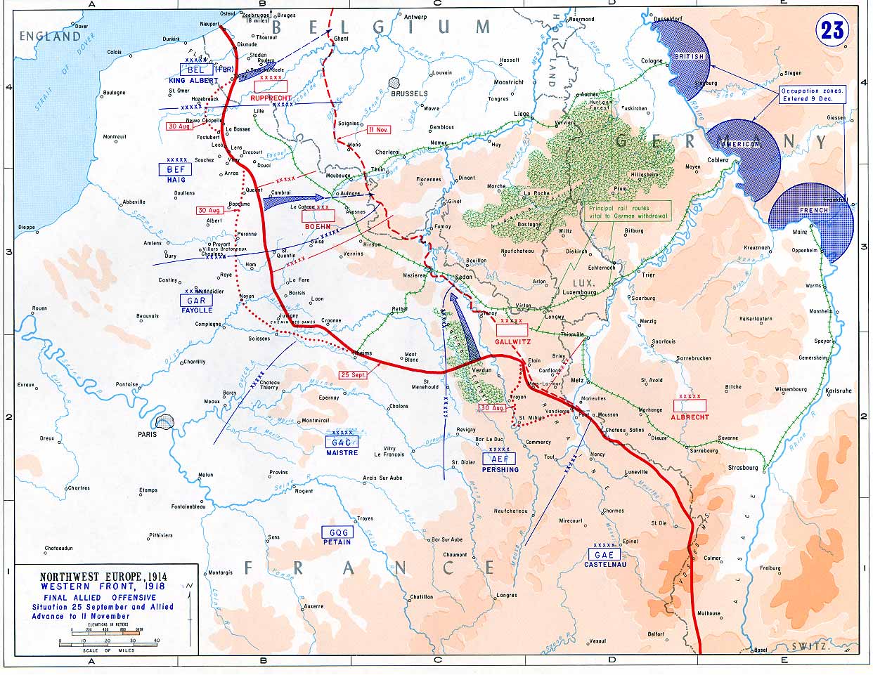 Map Of The Western Front 1914 World War 1 One & The Schlieffen Plan 1915 
